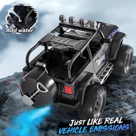 Remote Control Car with Spray, 2.4GHz RC Car with LED Light and Sound, 1：16 Remote Control Car for Boys and Girls 4-7 8-12, All Terrain Off-Road RC Truck Toys, Christmas or Birthday Gift for Kids
