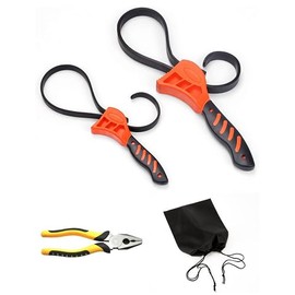 schevzov Strap Wrench, 2 Pcs Rubber Strap Wrench with Plier, Multifunctional Oil Filter Strap, Small Strap Wrench Used By Plumbers & Mechanics, Shower Head Wrench