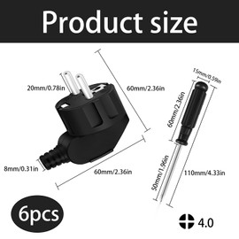 OMIGA Schuko Plug Schuko Plug Outdoor Angle Plug 250 V/16 A Power Plug with Screwdriver Apply Household Appliances Lighting Lamps Small Appliances Sockets 6 Pieces (Black)