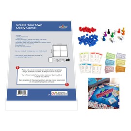 Apostrophe Games Create Your Own Opoly Board Game – Blank Game Board with Board Game Accessories, Blank Cards, Property Cards – Ideal for DIY Family Games, Creative Projects