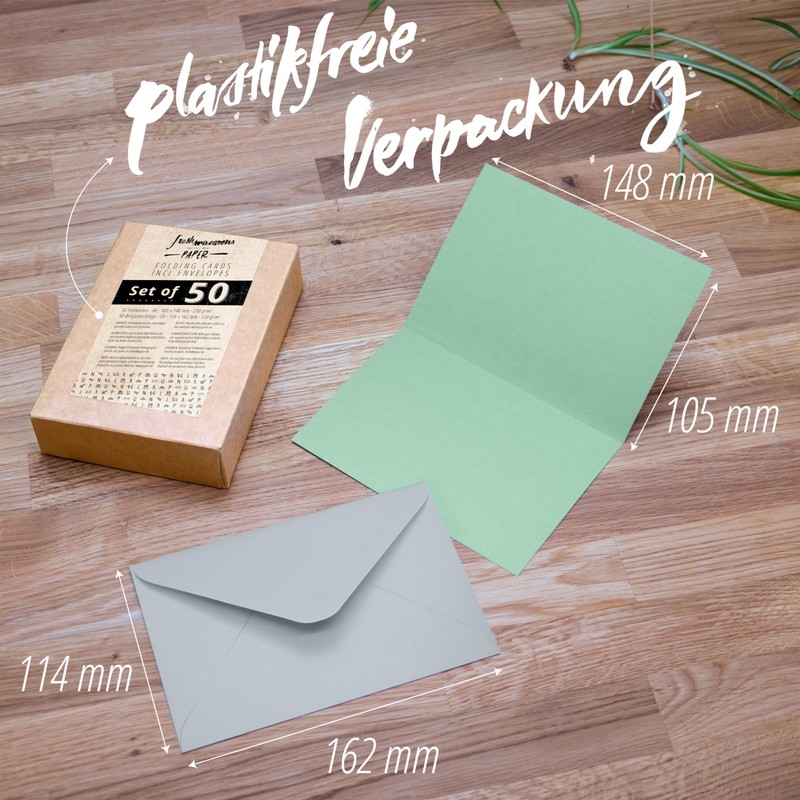 Japun - Set of 50 blank folding cards with envelopes,