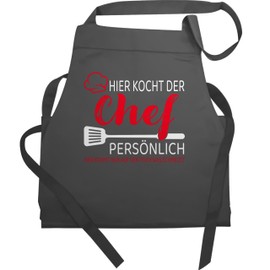 Shirtracer - Apron - Cooking Apron - Men's 1 - Hier kocht der Chef persönlich I Gift Men Funny Kitchen I Chef I Hobby Chef, 2 anthracite
