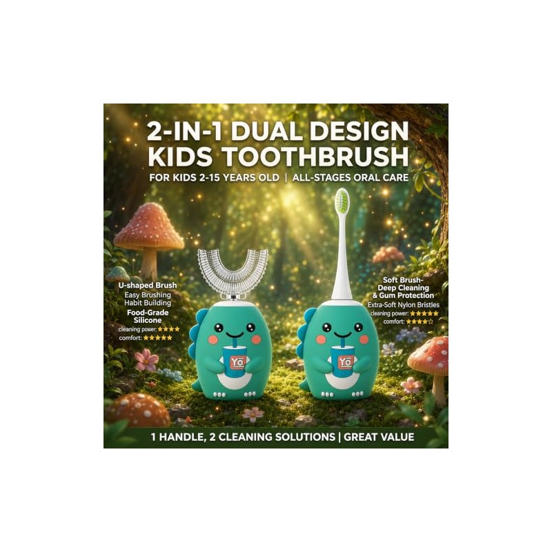 Cepillo de dientes eléctrico en forma de U para niños,