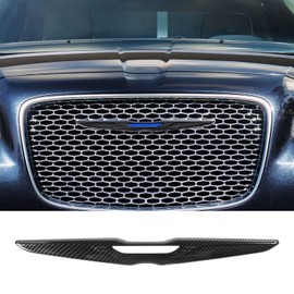 Hoolcar Front Bumper Grille Cover Molding Trim Exterior Accessories for 2015-2022 Chrysler 300, Carbon Fiber