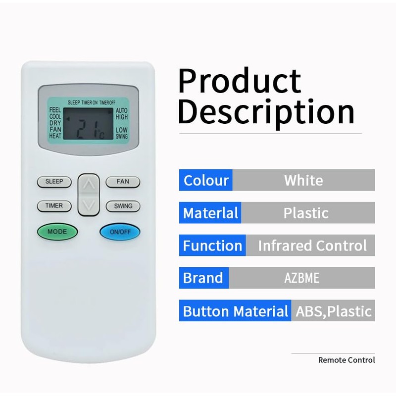 Replacement Remote Control for Soleus Air Conditioner KFTZHP-12D-ID KFTHP-09-ID KFTHP-12-ID