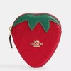 Coach NWT Coach Outlet Strawberry Coin Purse CAN28 Gold/Bold Red