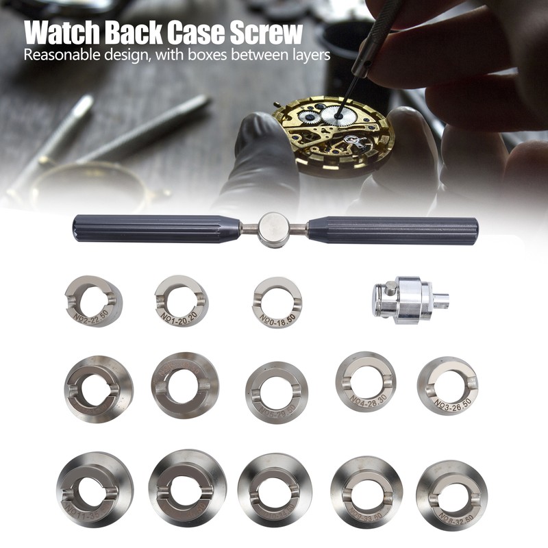 Watch Back Case Cover Opener Remover Wrench with 18.5‑36.5mm Dies