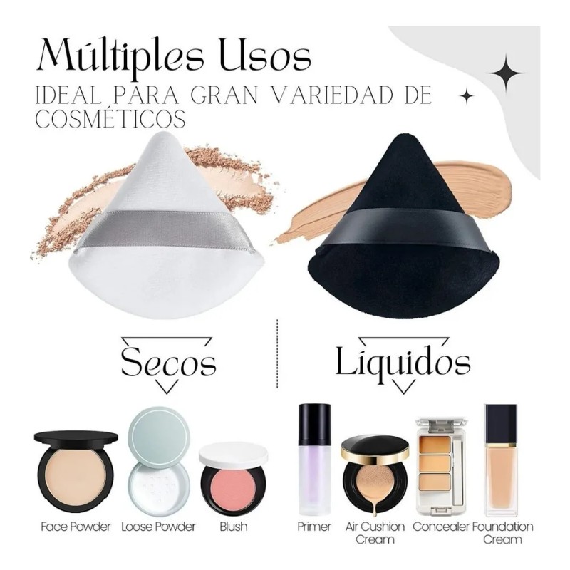 Set 6 Esponja Maquillaje Polvo Base Triángulo Cosméticos F