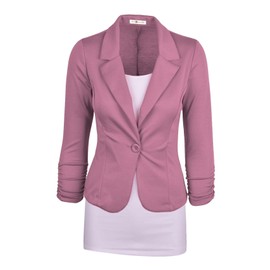Auliné Collection Women's Casual Work Solid Color Knit Blazer Mauve 2X