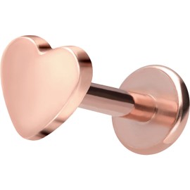 PIERCINGLINE Titanium Labret with Internal Thread Heart Piercing Nose Ear Helix Tragus Lip Medusa Choice of Colours and Sizes, Titanium