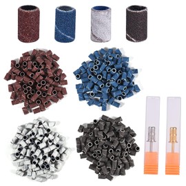 400 piezas de bandas de lijado con 2 brocas para uñas para manicura 80# 120# 180# 240# Grueso medio fino grano 100 piezas para cada juego de arena de lima electrónica