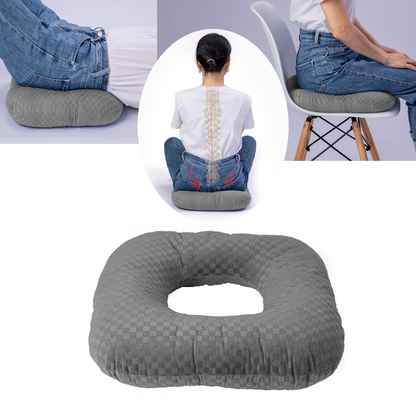 Wuronsa Donut Pillow for Tailbone Pain Relief Seat Cushion, Orthopedic Hemorrhoid Pillow, Postpartum Pregnancy Pressure Ulcer Pillow, Bed Sore Cushions for Butt Positioning Pillow (Dark Grey)