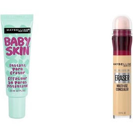 Maybelline Primer Baby Skin Pore Eraser, color Transparente, 20 ml + Corrector de Maquillaje Instant Age Rewind, Neutralizer, 6 ml