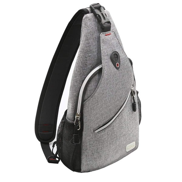 MOSISO Sling Backpack, Multipurpose Crossbody Shoulder Bag Travel Hiking Daypack, Gray, Medium