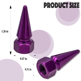 MEAJOO 4PCS Spiked Shape Tire Valve Stem Caps, Aluminum Car Air Stem Cap, Universal Dustproof Tire Valve Stem Covers for Cars, SUV, Trucks, Bikes, Motorcycles, Bicycles(Purple)
