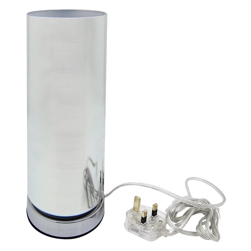 Glass Table Lamp 3D Effect Spirals On Off Switch Chrome