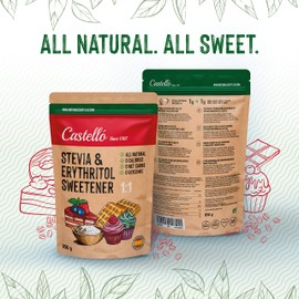 Stevia + Erythritol 1:1 Sweetener | 1g = 1g Sugar | 100% Natural Sugar Substitute - 0 Calories - 0 Glycemic Index - Keto and Paleo - 0 Net Carbohydrates - No GMO - Castello Since 1907-850 g