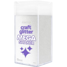 Hemway Glitter MEGA Craft Shaker 425g White Ultra Fine 1/128" .008" 0.2mm Polyester Powder Decoration Resin Tumblers Painting Arts Wedding Table