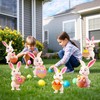 Heyigrow Easter Bunny Decorations Yard Signs Colorful Backdrop with Stakes