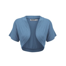 LL WSK1785 Womens Short Sleeve Shrug Open Cardigan XXL Denim