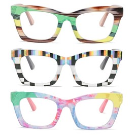 bullabulling for Women Oprah Style Square Reading Glasses Blue Light Blocking for Men Ladies (1c, 2.0, x)