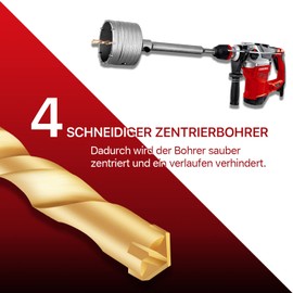 SDS MAX Shank Extension Shank for Drill Bits, 330 mm Length, with M22 Thread, Includes Pilot Drill