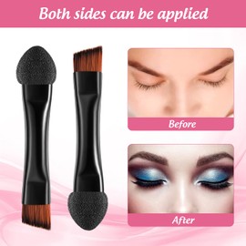 Double Sided Eye Shadow Sponge Applicator Eye Brow Make Up Brush Portable Makeup Tool 20pcs (Black)