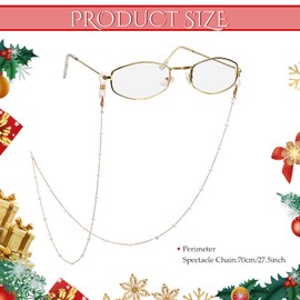 Laumoi 7 Pcs Women Santa Costume Set Christmas Claus Suit Dress Include Hat Wig Glasse Pearl Bracelet Necklace Earring(L)