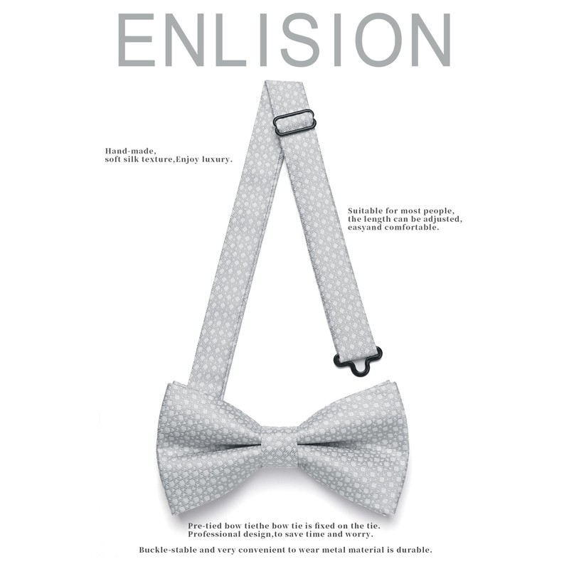 Enlision Men's Bow Tie with Pocket Square - Bow Ties