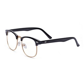 Kelens Semi-Rimless Half Frame Clear Lens Nearsighted Glasses Computer Myopia Glasses Retro Glasses Women Men(-4.0)