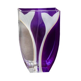 India Handicrafts Royal Crystal Paix Flower Vessel Vase for Decor Art Home Modern, Decorative Vase for Centerpieces Living Room, Kitchen, Office, Wedding, Dining Table, 10 x 6 Inch, Violet and Clear