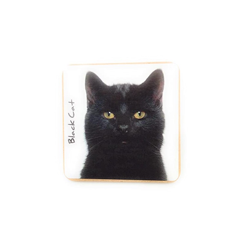 Black Cat Pet Coaster For Drinks, Coffee, Tea. 9.5 x