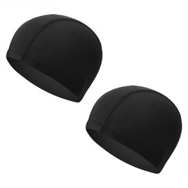 ccHuDE 2 Pcs Cloth Elastic Swim Caps Bathing Swimming Caps Solid Color Swim Caps Unisex Fabric Swimming Hats Black