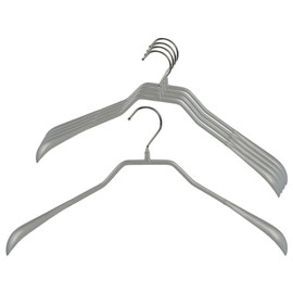 Mawa by Reston Lloyd BodyForm Series Non-Slip Space-Saving Clothes Hanger For Jackets, Suits & Coats, 16-1/2", Style 42/L, Set of 5, Silver