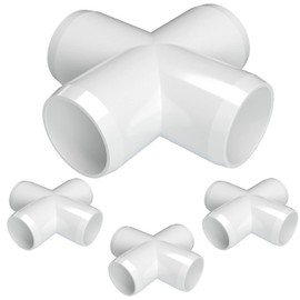 FORMUFIT F114CRX-WH-4 Cross PVC Fitting, Furniture Grade, 1-1/4" Size, White (Pack of 4)
