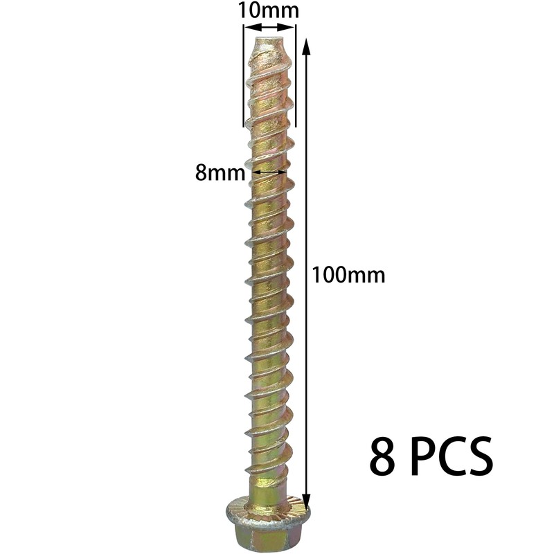 8 PCS M8*100mm Self Tapping Screws Anchors for Concrete