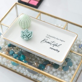 Kimdio Ceramic Jewelry Dish, Cactus Ring Holder, Trinket Tray Earrings Necklace Organizer, Gift for Wedding, Christmas, Birthday, Engagement Party