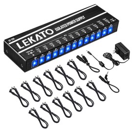 LEKATO Guitar Pedal Power Supply - 12 Port Isolated Power Supply, DC Output 9V/12V/18V, 100mA to 500mA for Effect Pedals