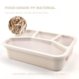 AKIRO 4 Pack Bento Lunch Box, 4 Compartment Lunch Containers, No BPA, Reusable Food Storage Containers with Transparent Lids (Green/Blue/Pink/Beige)