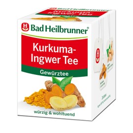 Bad Heilbrunner Turmeric Ginger Tea - Spice Tea in Filter Bag - Turmeric, Ginger - Spicy, Harmonious, Soothing - Spicy Root Duo from the Far East (12 x 8 Filter Bags)