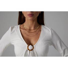 Carovo Dainty Gold Herringbone Layered Necklaces Set for Women 18K Gold Filled Snake Chain Necklaces Minimalist Necklace Chain Jewelry for Women