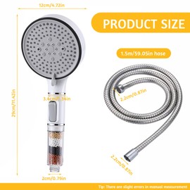 LTHERMELK Hard Water Filter Shower Head and Hose- Universal Adjustable 5 Mode High Pressure Bathroom Shower Head, Shower Head and Hose Set with 20 Stage Filter