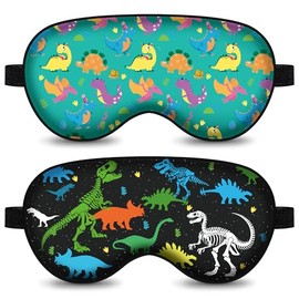 2 antifaces para dormir, lindo antifaz opaco con diseño de dinosaurios para niños, adolescentes y adultos, divertido antifaz con correa ajustable para fiestas en casa, viajes infantiles, suave