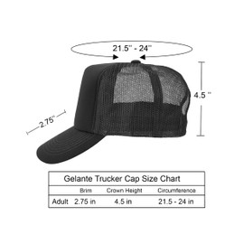 Gelante Polyester Foam Front, Mesh Back 5 Panel Sublimation Trucker Baseball Cap Snapback Hat H1300-1PC-Black