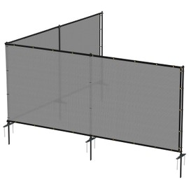 Bynbbur 6FTx24FT Gray Privacy Fence with Iron Poles Outdoor Fence Dog Divider Fence with Ground Spikes Garden Metal Fence for Backyard Patio Yard Barrier Border