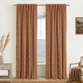 90 Inch Long Moody Boho Blackout Curtains, Terra Cotta Floral Pattern Room Darkening Drapes for Living Room Bedroom 2 Panels Set