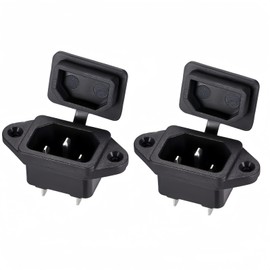 BOXONLY C14 3 Pins Panel Mount Plug Adapter AC 250V 10A Power Connector Socket with Cover,2pcs