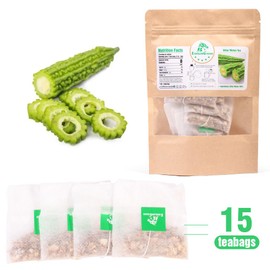 EidolonGreen [China Medicinal Herb] Bitter Melon Tea Bag, Organic Pure Bitter Melon Herbal Tea.100% Natural & Pure Bitter Melon.Bitter Melon Fruit Tea. (Kugua,苦瓜,여주) No Sugar, No Caffeine, No Gluten, Vegan.Non-GMO, 15 Bleach-Free Tea Bags