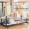Calmootey Double Rod Clothing Garment Rack,Rolling Hanging Clothes Rack,Portable Clothes