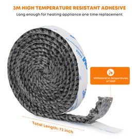 Stanbroil High Temperature Fiberglass Gasket Tape, 5/8" Width, 1/4" Thick, 72" Length, Self-Adhesive, Flat Gasket for Stoves and Fireplaces